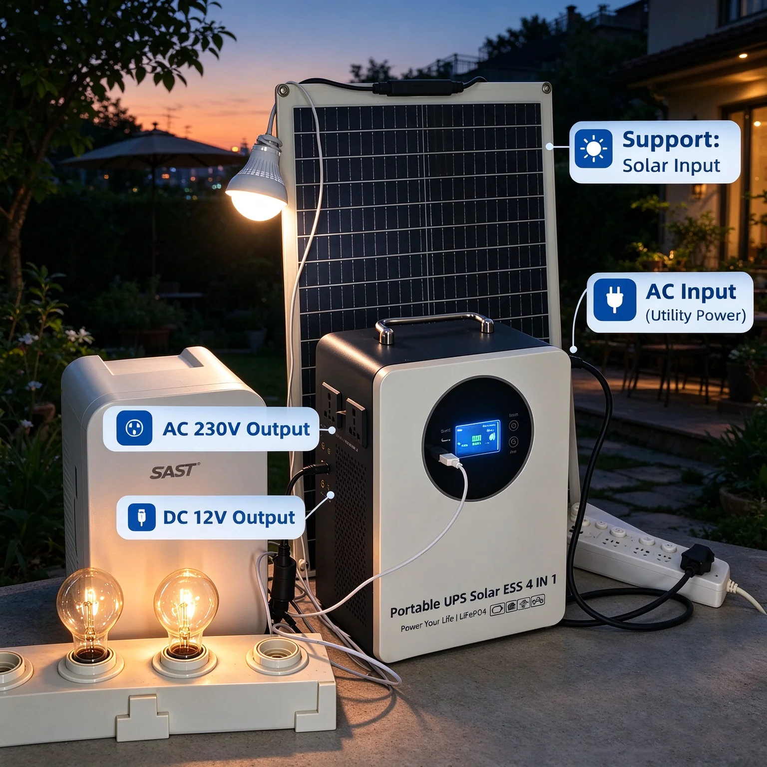 Système d'énergie solaire 1,2  - Portable Power Station 600W Ups avis et prix