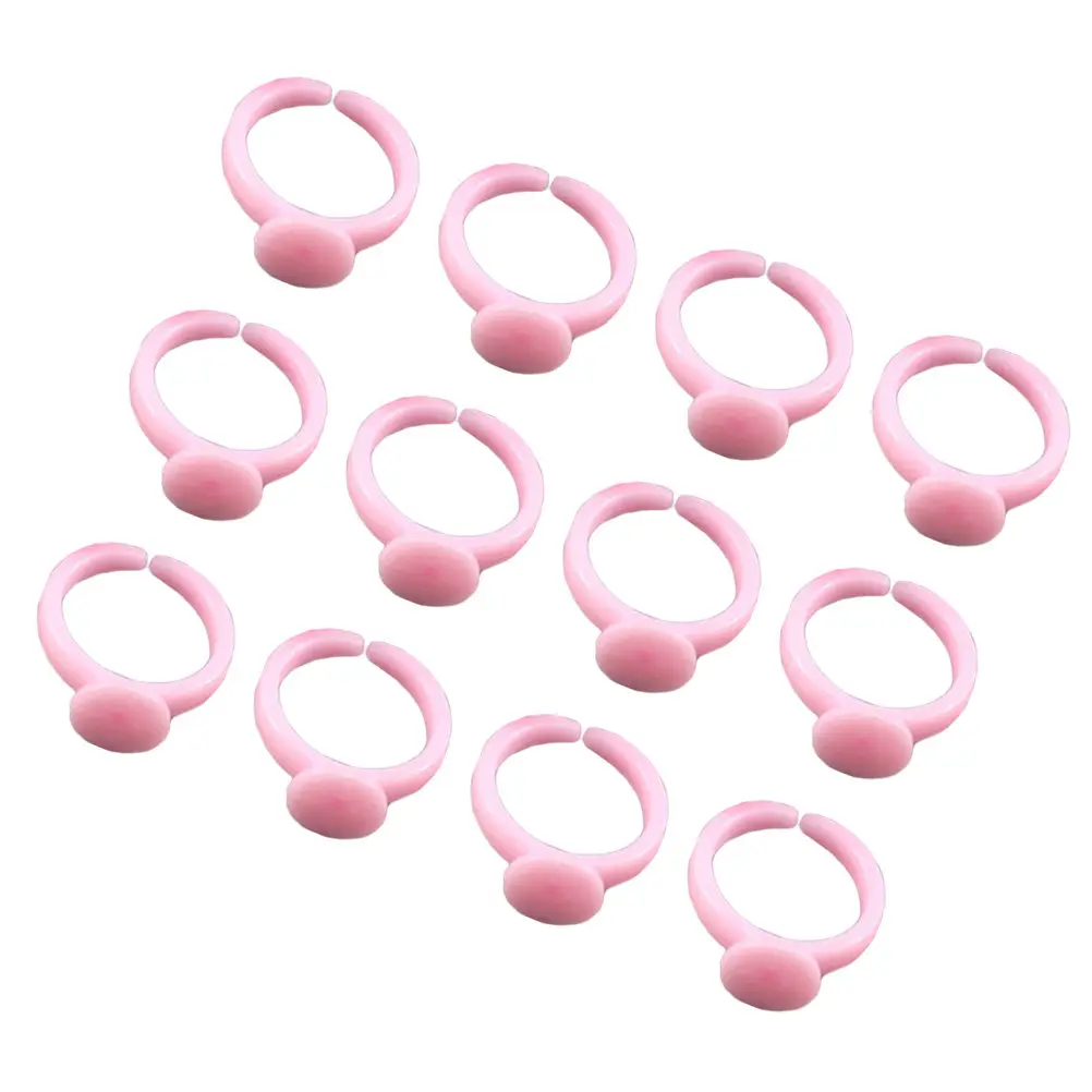 100Pcs Pink Adjustable Plastic Ring Bases DIY Jewelry Making Bezel Trays Handmade Craft Supplies