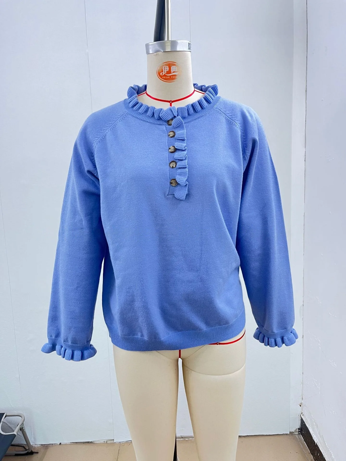 

2025 Spring And Autumn New Women's Knitted Sweater Casual Long Sleeve Button Hemp Hooded Sweater Fall Ruffles Jumpers Tops