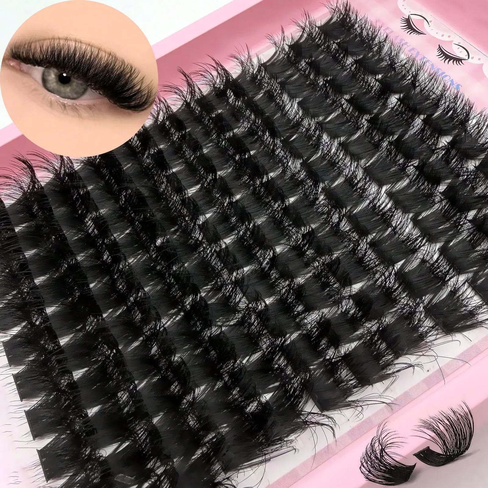 DIY Wimpernbüschel 100D 8D Fluffy 0,07mm D-Curl 14-24mm Gemischte Länge Dramatisch Dicht Weich Wiederverwendbar Einfach für Anfänger – Detail 6