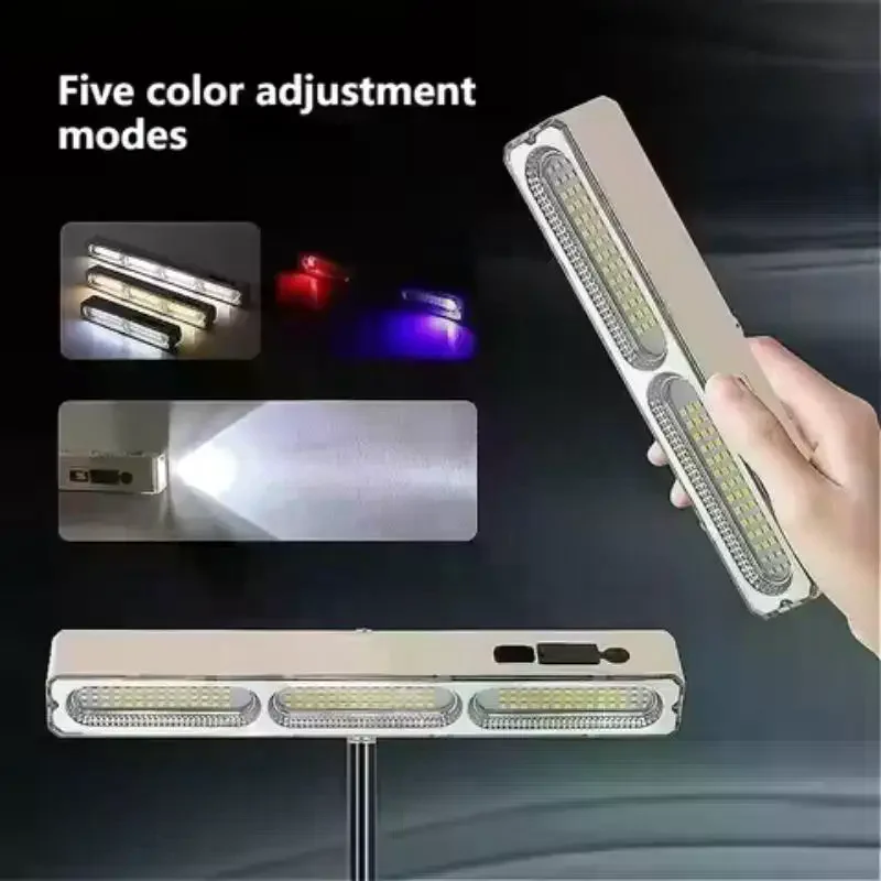 LED Magnetic Work Light Portable Camping Lamp With Hook USB Rechargeable High Power Work Emergency Lamp Bar Outdoor Lighting