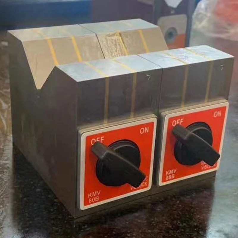Magnetic V-block 90-degree wire cutting fixture for lathes, milling machines, marking, and inspection