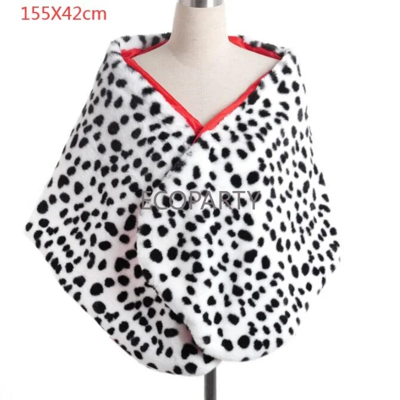 Women's Sexy Leopard Dot Wraps Shawl Cruella Cosplay Accessories Witch Cape Halloween Carnival Evening Runway Party Costume Wig