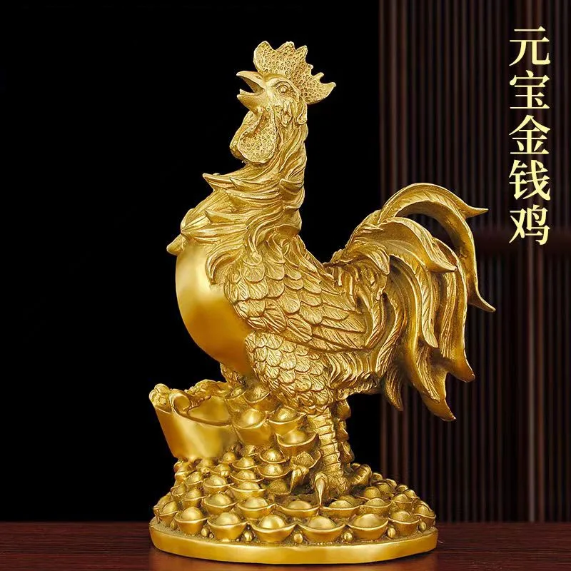 LARGE bless family Safety Health luck Magic office home shop efficacious Mascot Cock Money Drawing COPPER ART statue decoration