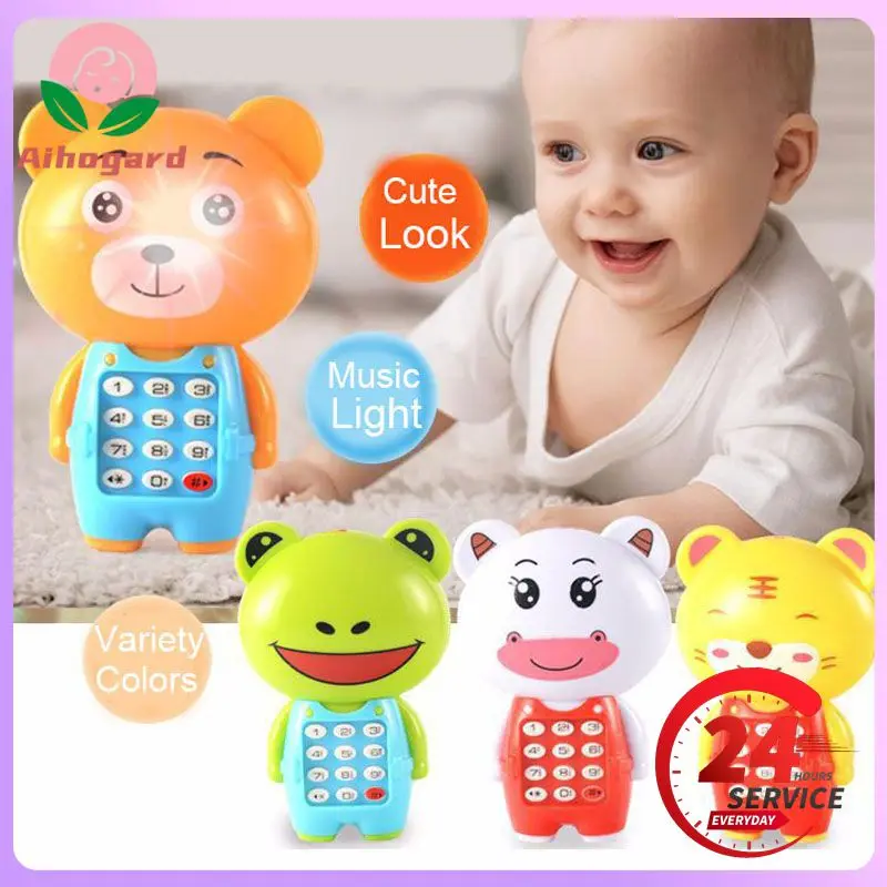 Música do bebê som telefone brinquedo, Mini brinquedos bonitos dos desenhos animados, alimentado por bateria, simulação telefone, infantil brinquedo educativo precoce para crianças