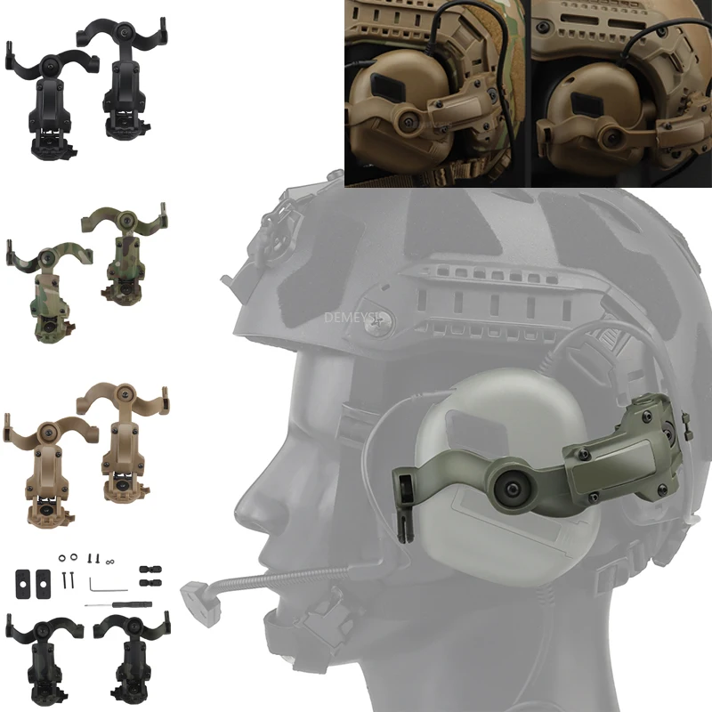 Helmet Rail Adapter Airsoft Shooting Headset Accessories Headset Mount 360° Rotation Heaphone Helmet Guide ARC Rail Adapter