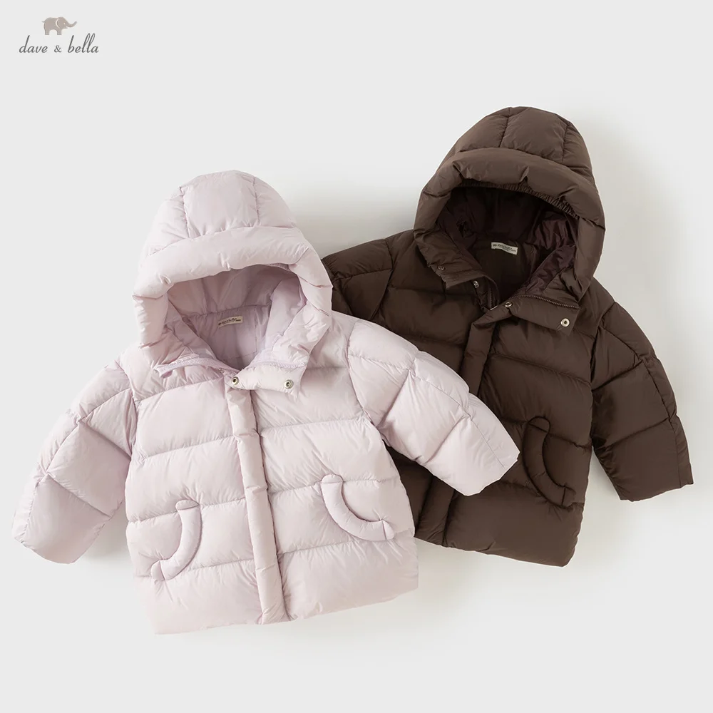 Dave Bella Boys' White Duck Down Jacket For Girl Kids Coat Winter Clothes Soft Outerwear Aged 4 To 12 Fashion Children DB4264506