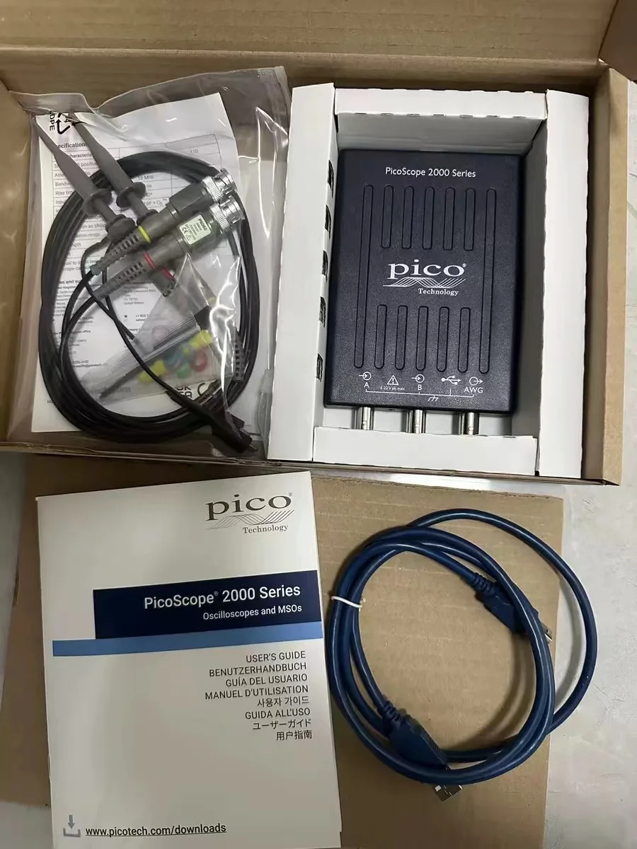Pico Technology Picoscope 2204a Pc Usb راسم الذبذبات، Picoscope 2000، 2 قناة، 10 ميجا هرتز، 100 Msps، 8 Kpts، 35 Ns