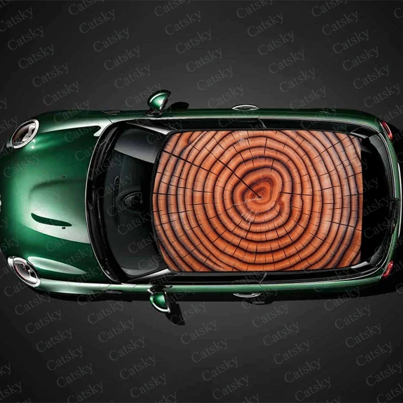 Tree Rings Pattern Car Roof Sticker Wrap Racing SUV Accessories Packaging Painted PVC Custom Car Graphic Decal