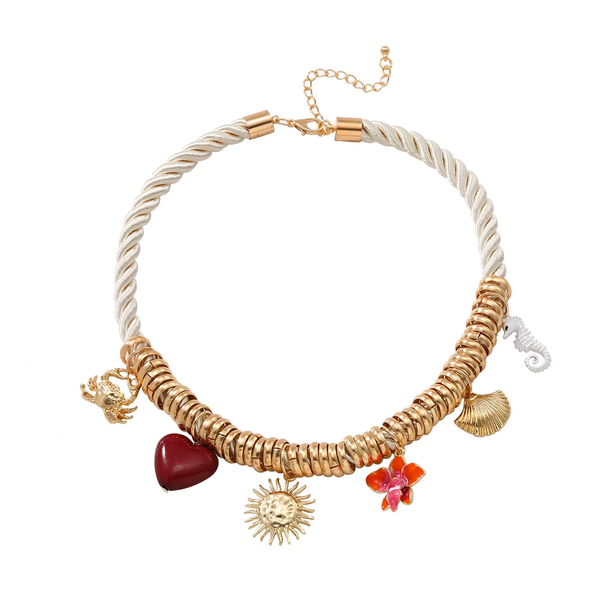 

ZAA Luxury Women Boho Jewelry Vintage Shell Sun Flower Heart Pendant Choker Necklace Summer Beach Party Holiday Accessories Gift