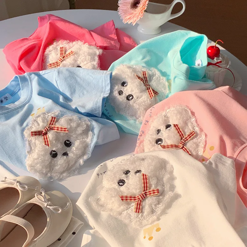 2-10T Toddler Kid Tshirt Baby Boy Girl Summer Clothes Short Sleeve Infant Tshirt Cute Sweet Dog Print Tee Top Outfit