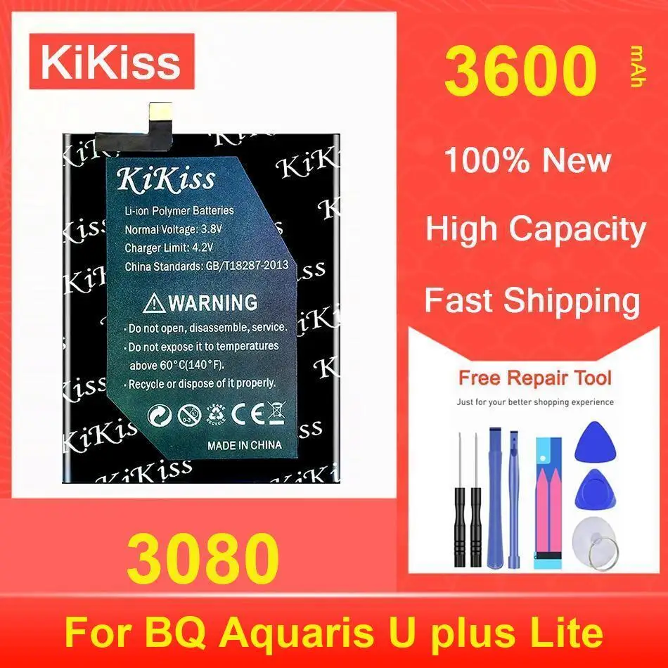 

Kikiss Battery 3600Mah 3080 For BQ Aquaris U Plus Lite