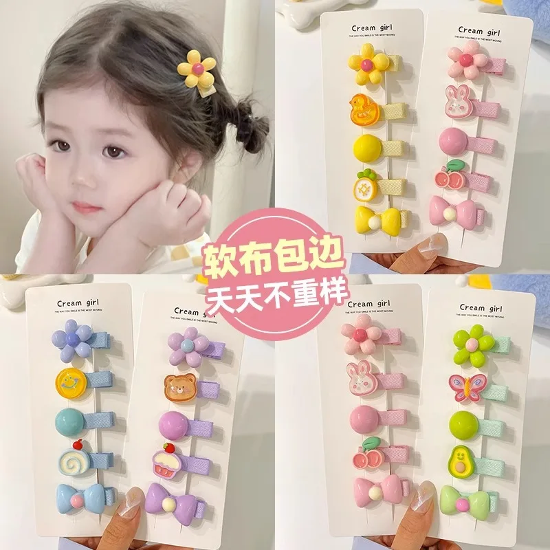 5-Piece Set Children Cartoon Side Barrettes Bangs Broken Hairpin Girls Headwear Female Baby Back Head Headdress