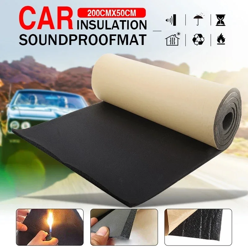 1Roll 200cmx50cm 3mm-10mm Car Home Soundproof Deadening Truck Anti-noise Sound Insulation Cotton Heat Closed Cell Foam Deadener