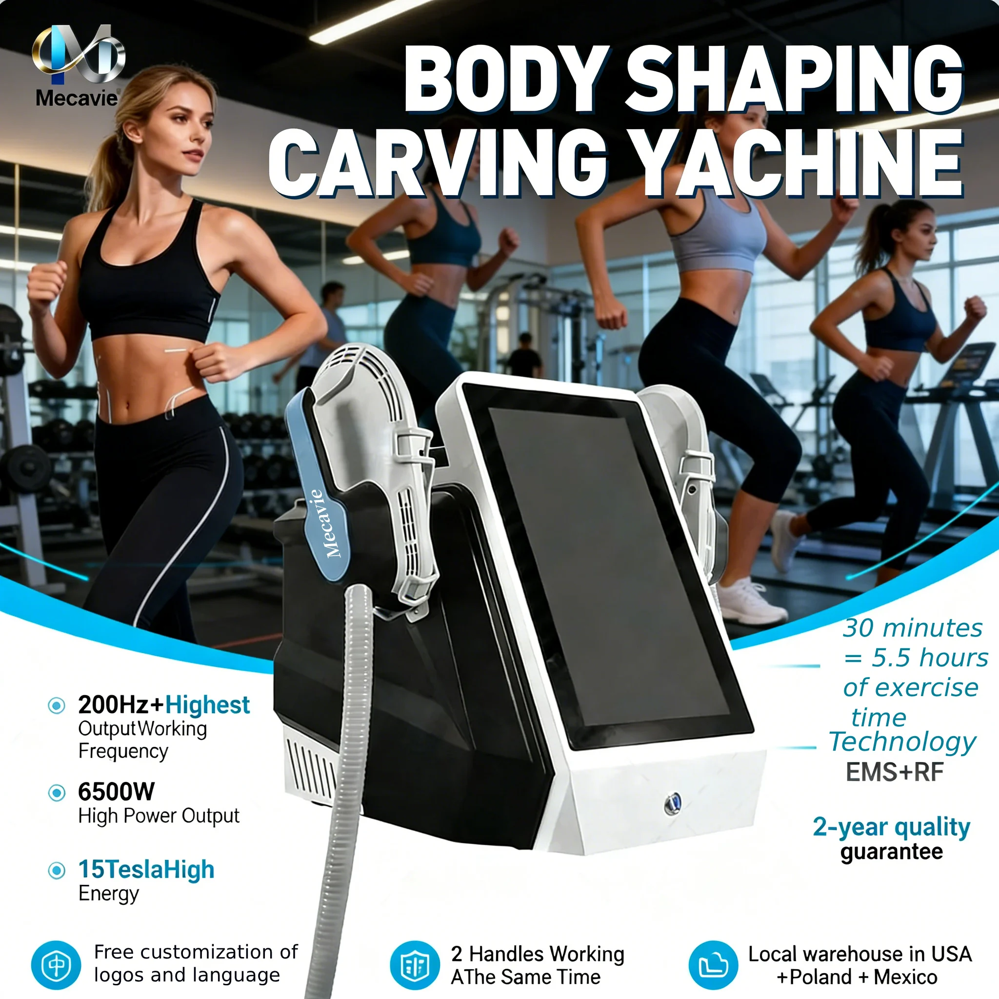 

MECAVIE 2026 Professional EMS NEO 6500W 200HZ Abdominal Muscle Building Slimming Upgrade Body Sculpting Machine In Sculpt