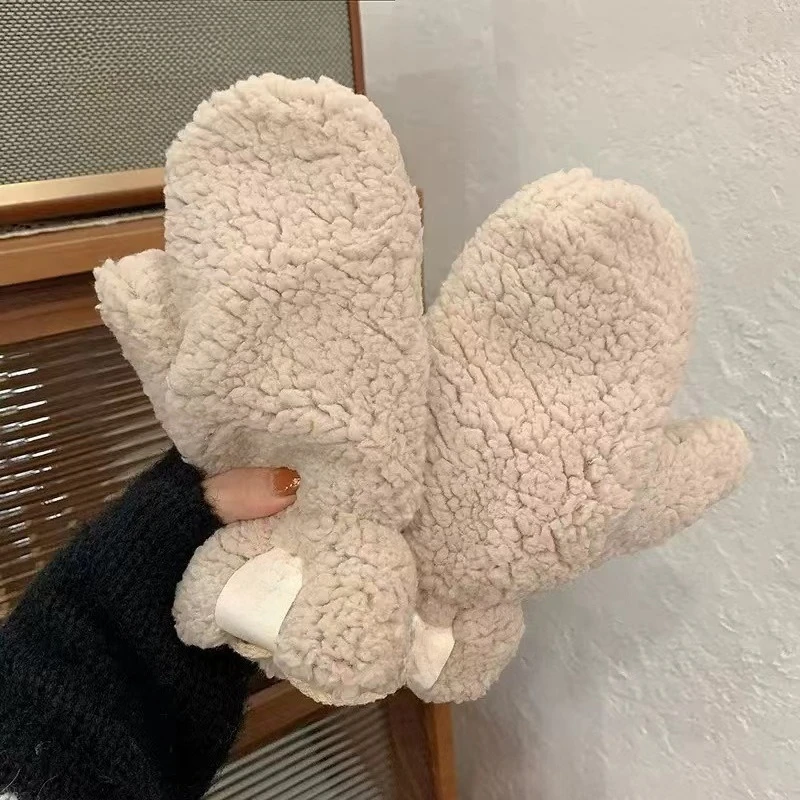 قفازات صغيرة جديدة من صوف الضأن للشتاء الدافئ للطالبات اللطيفة الذين يركبون في الشتاء مع صوف سميك للحماية من البرد #3