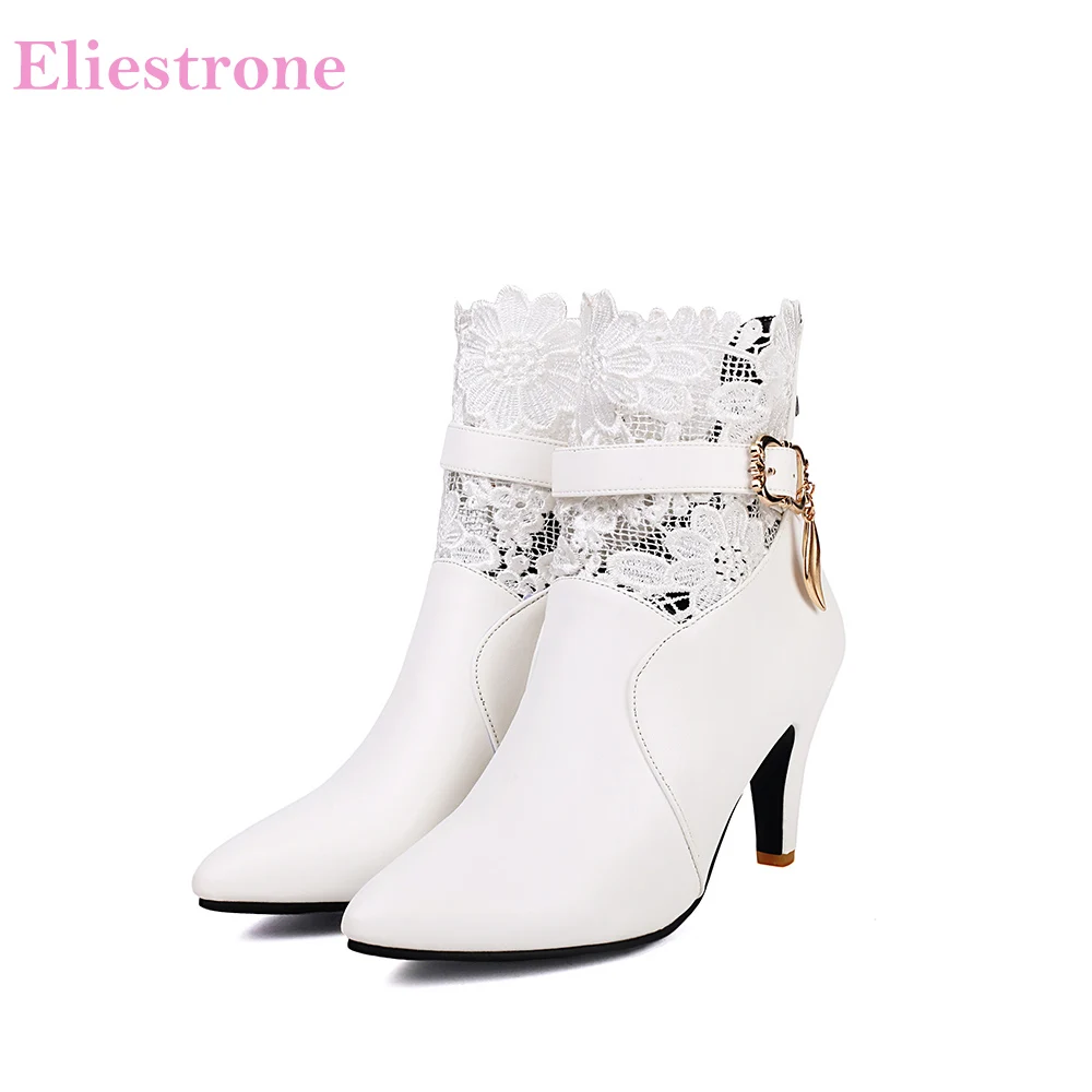 

2025 Новые зимние женские ботильоны для взрослых, белые, черные, популярные женские туфли на высоком каблуке 8,5 см, большие размеры 11 41 44 47