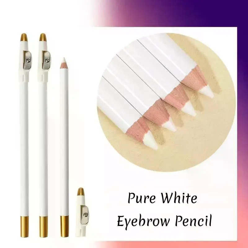 1/4/12Pcs Edge Hairline Trace Pen White Barber Beard Pencil With Sharpener For Haircut Eyebrow Hair Shaping Makeup