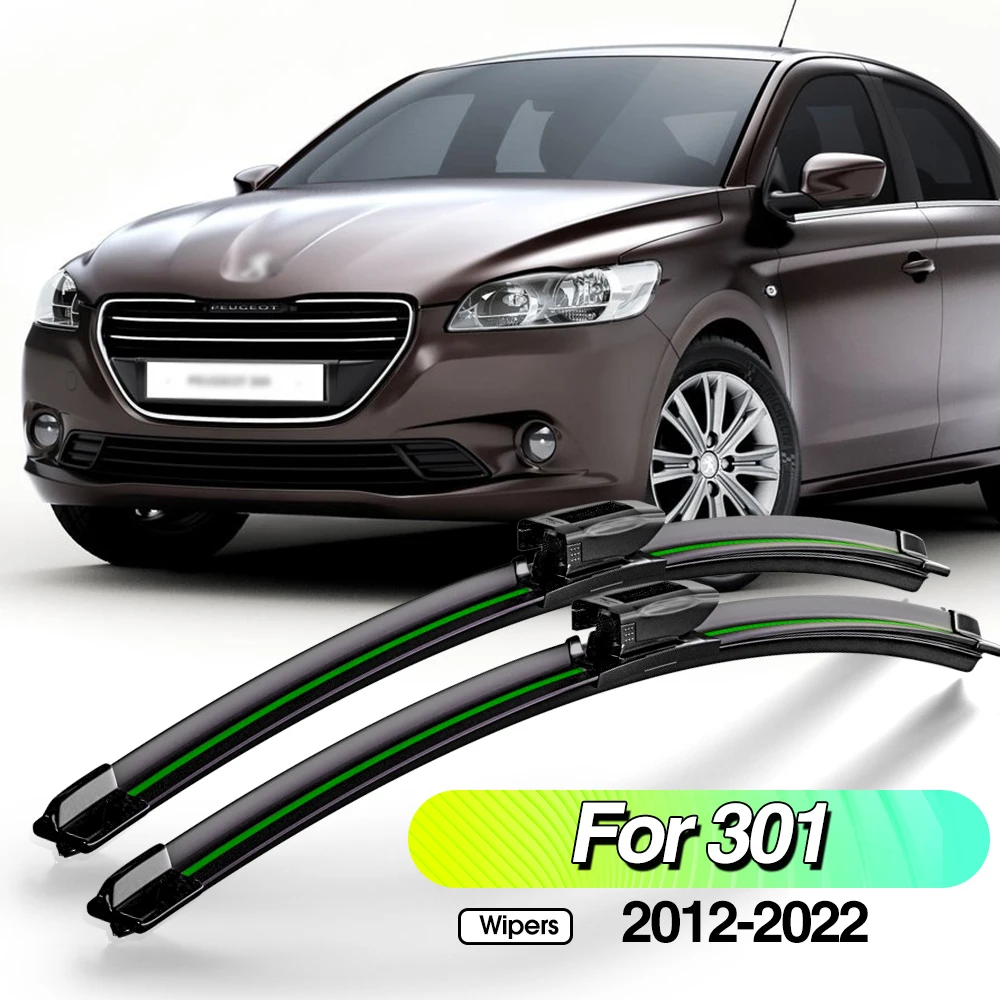 

For Peugeot 301 2012-2022 2pcs Front Windshield Wiper Blades Windscreen Window Accessories 2013 2014 2015 2017 2018 2019 2021