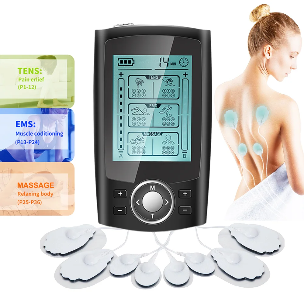 Estimulador muscular Tens EMS, máquina de acupuntura eléctrica, masaje corporal, terapia Digital, adelgazamiento, electroestimulador, 36 modos