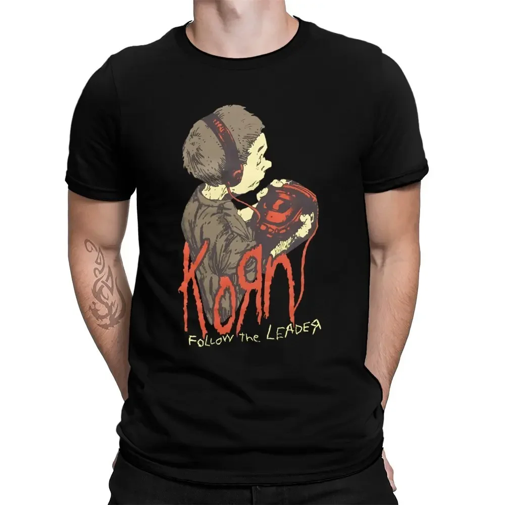 Crewneck Korn Follow The Leader Walkman T-Shirt Black Hi-Res USA Size Tees Y2K tops Unisex Summer Short Sleeve