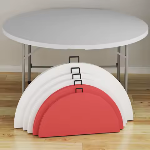 Large round Foldable Dining Table for 6-12 People Household Simple Durable Plastic Easy to Store Folding Kitchen Table