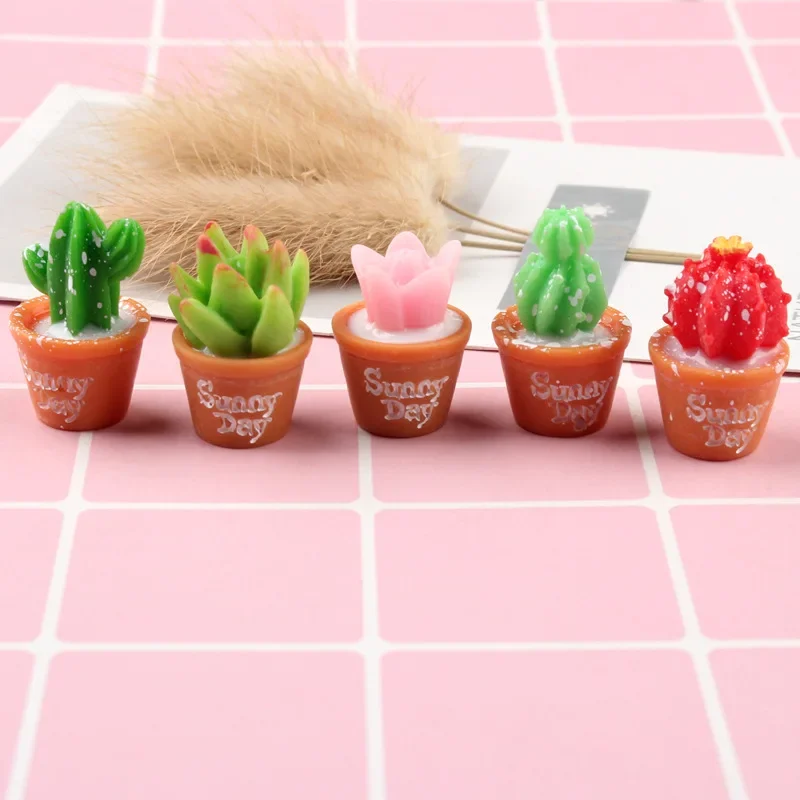 10 Pcs Simulation Cute 3D Cactus Succulent Plants Mini Potted Kawaii Doll House Decoration DIY Micro Landscape Decor