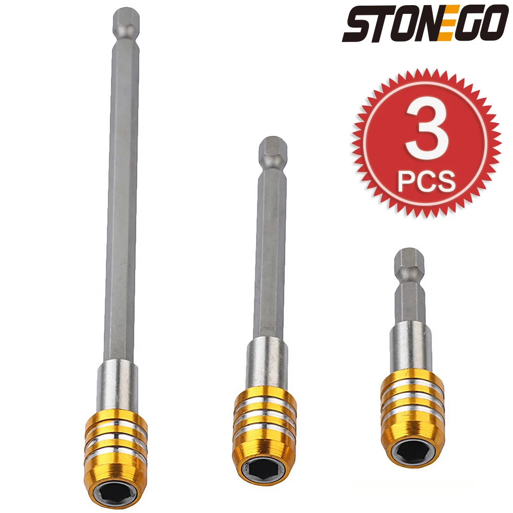 

STONEGO Stainless Steel Hex Bit Drill Head 1/4" Drill Bit Extension Rod Quick Connect Adapter Magnetic Electric Screwdriver Tool