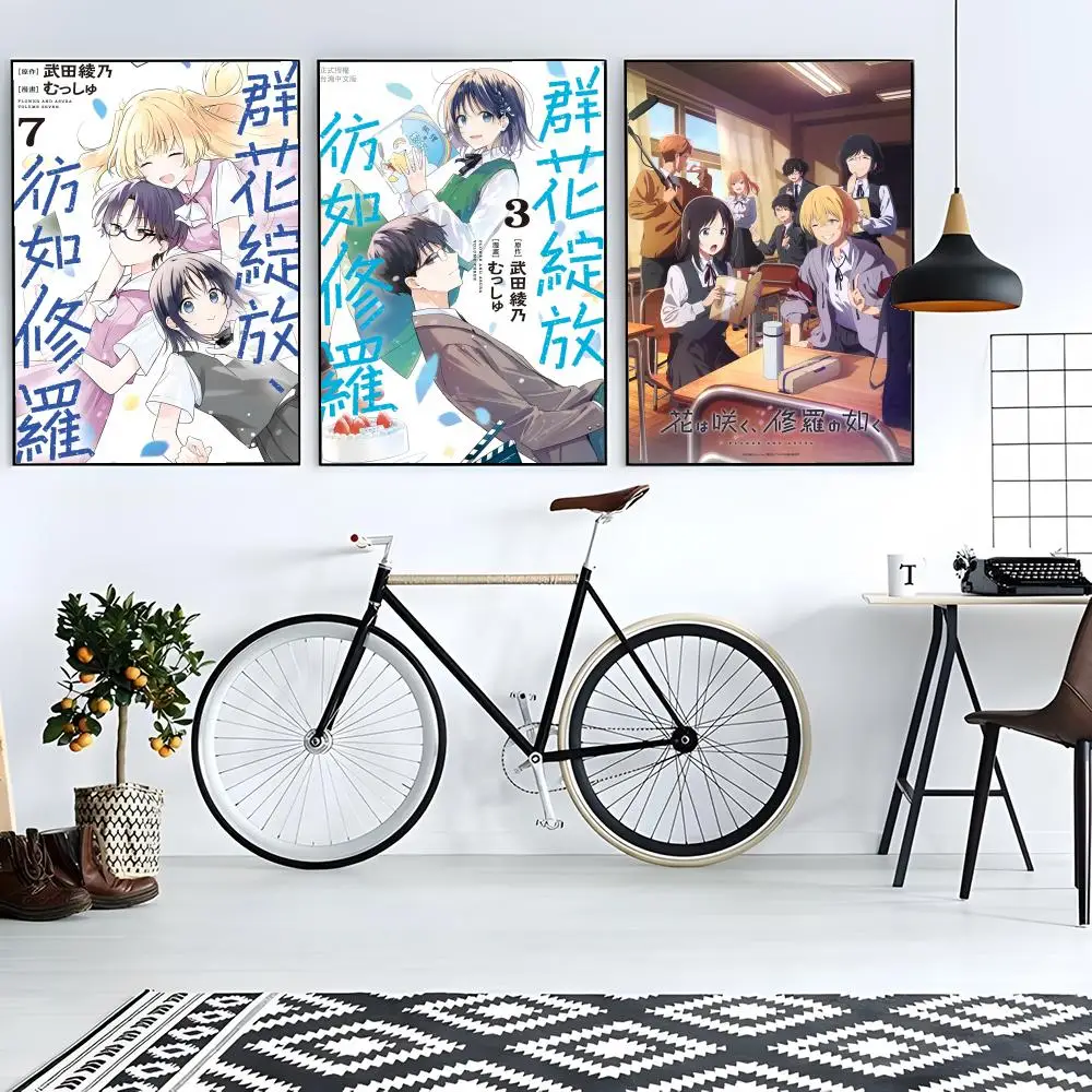 Gritty Japanese Literary F-Flower and Asura Poster Sticky Poster Paper Sticker DIY Room Bar Cafe Wall Decor Gift