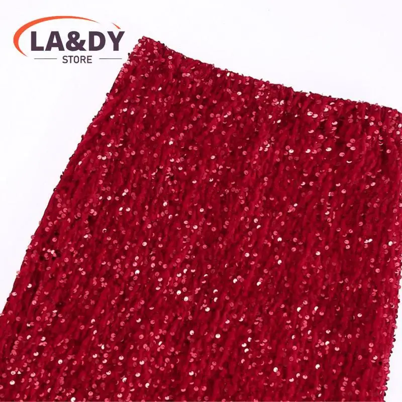 Sequin Mini Skirt Women 2024 Fashion Slim Ladies Solid Color Casual Versatile Party Skirts Female