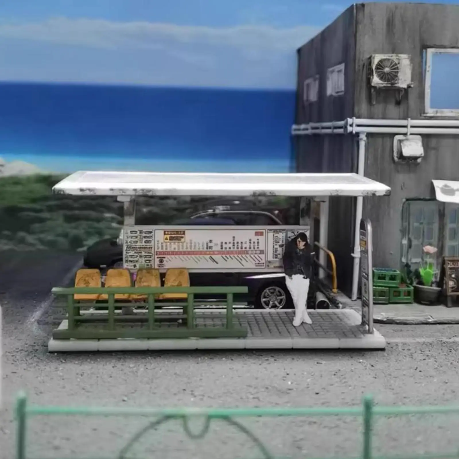 

1/64 Bus Station Model Diorama Creative Scenery Supplies DIY Assembly