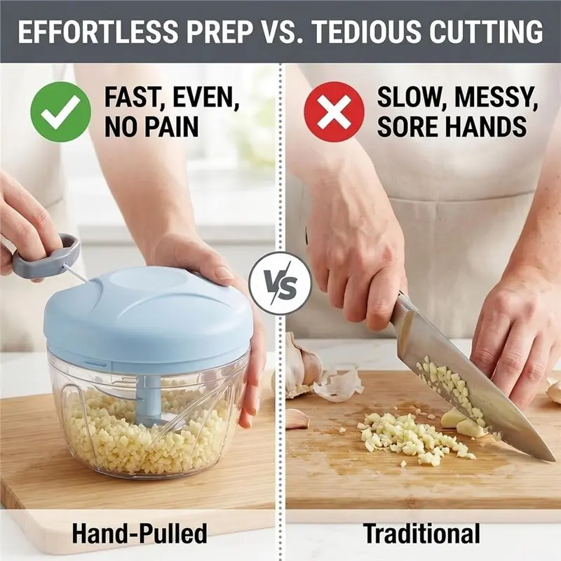 ABRU-For Quick Prep Manual Food Processor, Hand-Pulled Vegetable& Herb Chopper For Ginger, Fruit Garlic Nuts, Onion