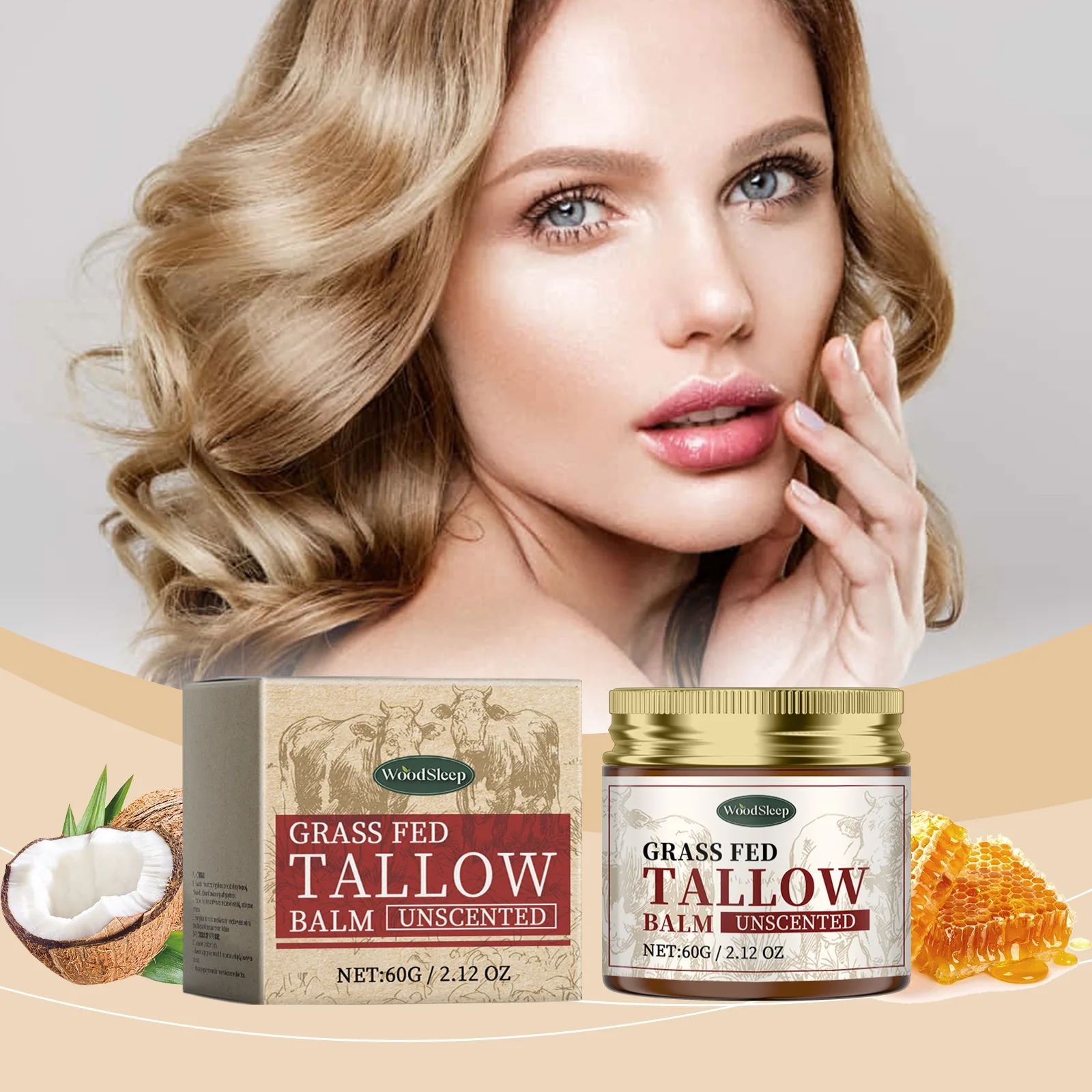 

WOODSLEEP Tallow Fade W-rinkle Face Cream Nourish Skin Moisturize Enhance Elasticity Reduce Acne Repair Damage Body Sooth Cream