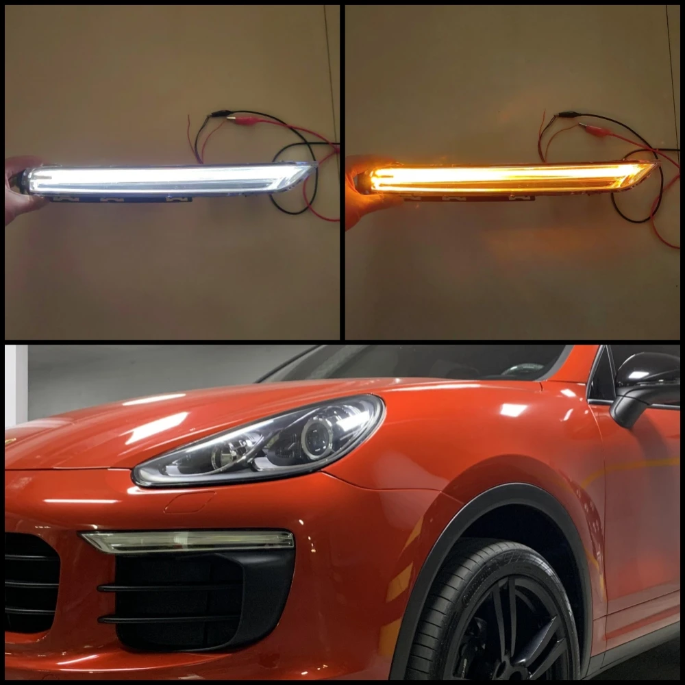 LED DRL Turn Signal Day Light For Porsche Cayenne 3.0T Cayenne S 3.6T 2015 2016 2017 Day Time Running Lights Accessories Parts
