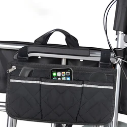 Wheelchair side armrest bag Reflective strip Portable Velcro polyester storage and hanging bag