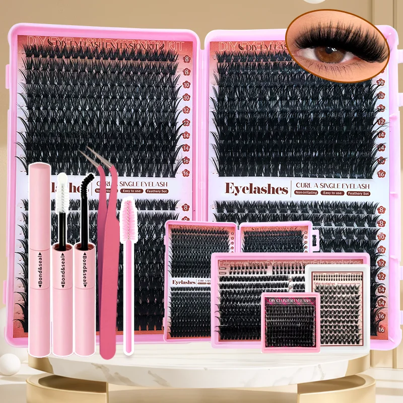 DIY Wimpernverlängerungs-Set 8-16mm Gemischte Längen Flauschige Cluster-Wimpern Wiederverwendbare Weiche Wimpern Natürliches Volumen für den Täglichen Gebrauch für Anfänger – Detail 7