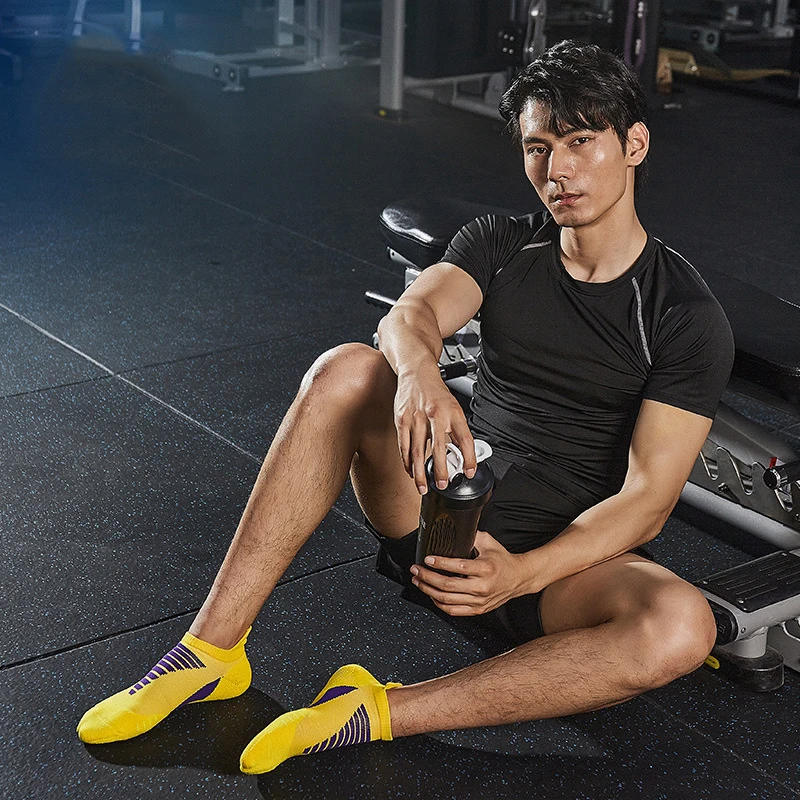 

Men's Professional Sports Socks Breathable Socks Towel Bottom Terry Thickened Non Slip Fitness Short Tube Running Socks