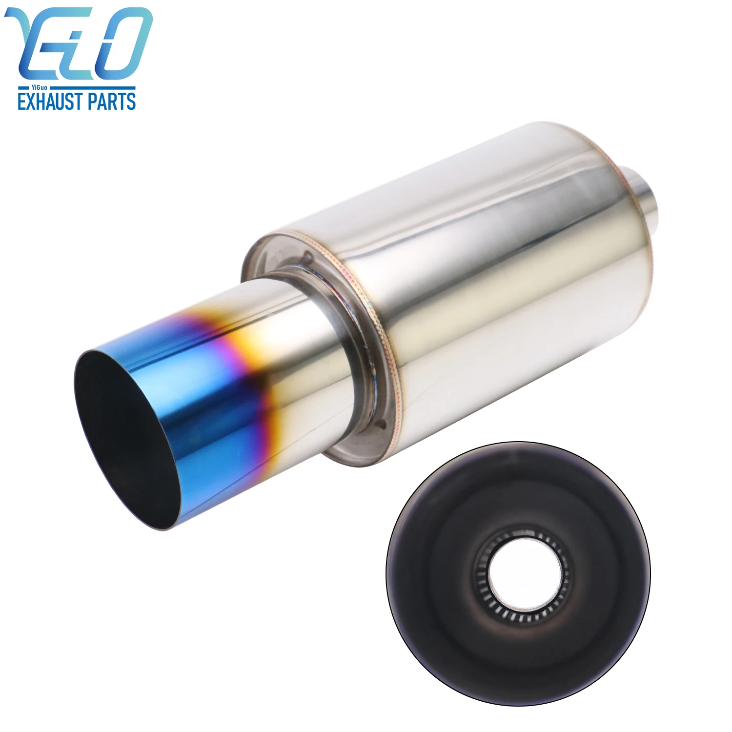 

universal exhaust muffler 51mm to 102mm Exhaust Systems racing Mufflers pipe Stainless Steel Modified car
