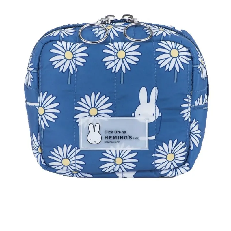 Kawaii Japanese Style Miffy Rabbit Flower Cartoon Print Square-shaped Makeup Bag Pocket Purse for Girls and Women Portable view 4