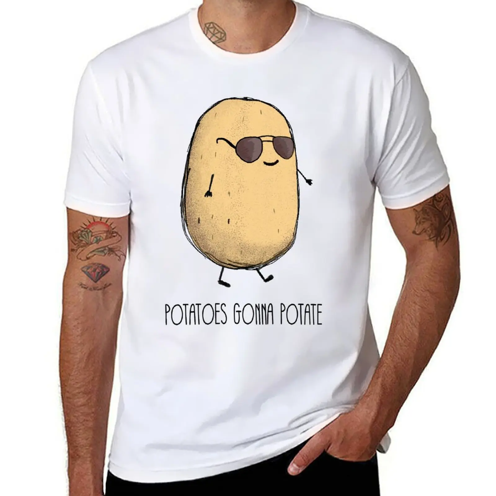 

man gonna t-shirt T-Shirt plain shirts black cotton package for funny t potate Potatoes man
