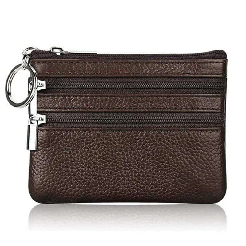 

G5AE Double Zipper Purse Leather Portable Card Paper Festival Birthday