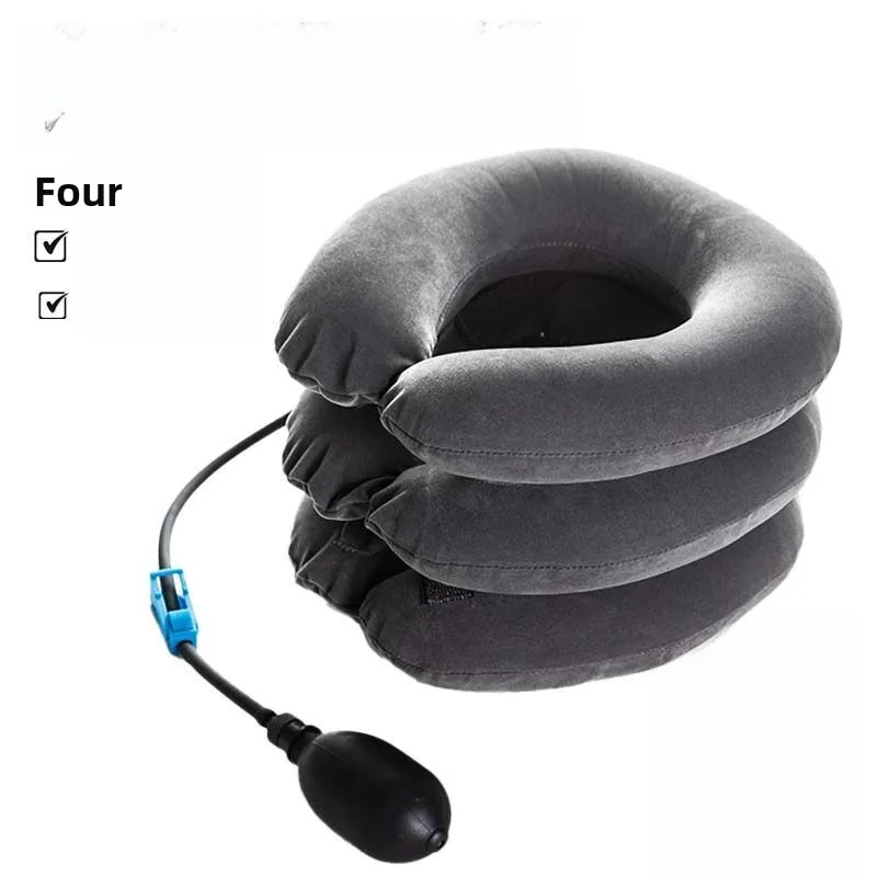 

Портативная надувная U-образная подушка для шеи для путешествий на дальние расстояния, трехслойное устройство для вытяжения шеи, подушка для поддержки шеи, для кемпинга и путешествий