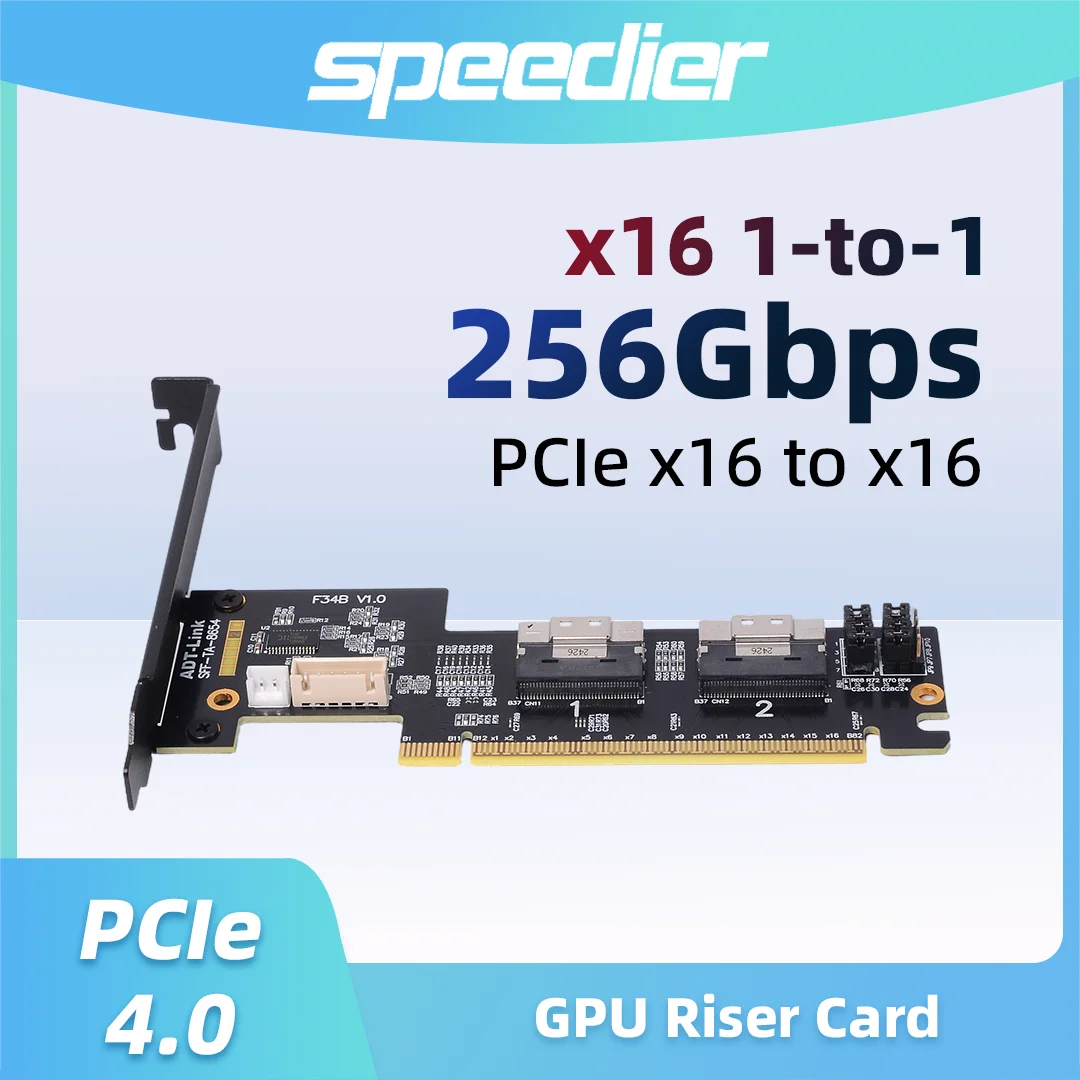 

PCIe 4.0 x16 SlimSAS Splitter Extension Riser Cable Adapter card for GPU Graphics Card 1-to-2 ,1-to-4 SFF-8654 Gen4 256Gbps