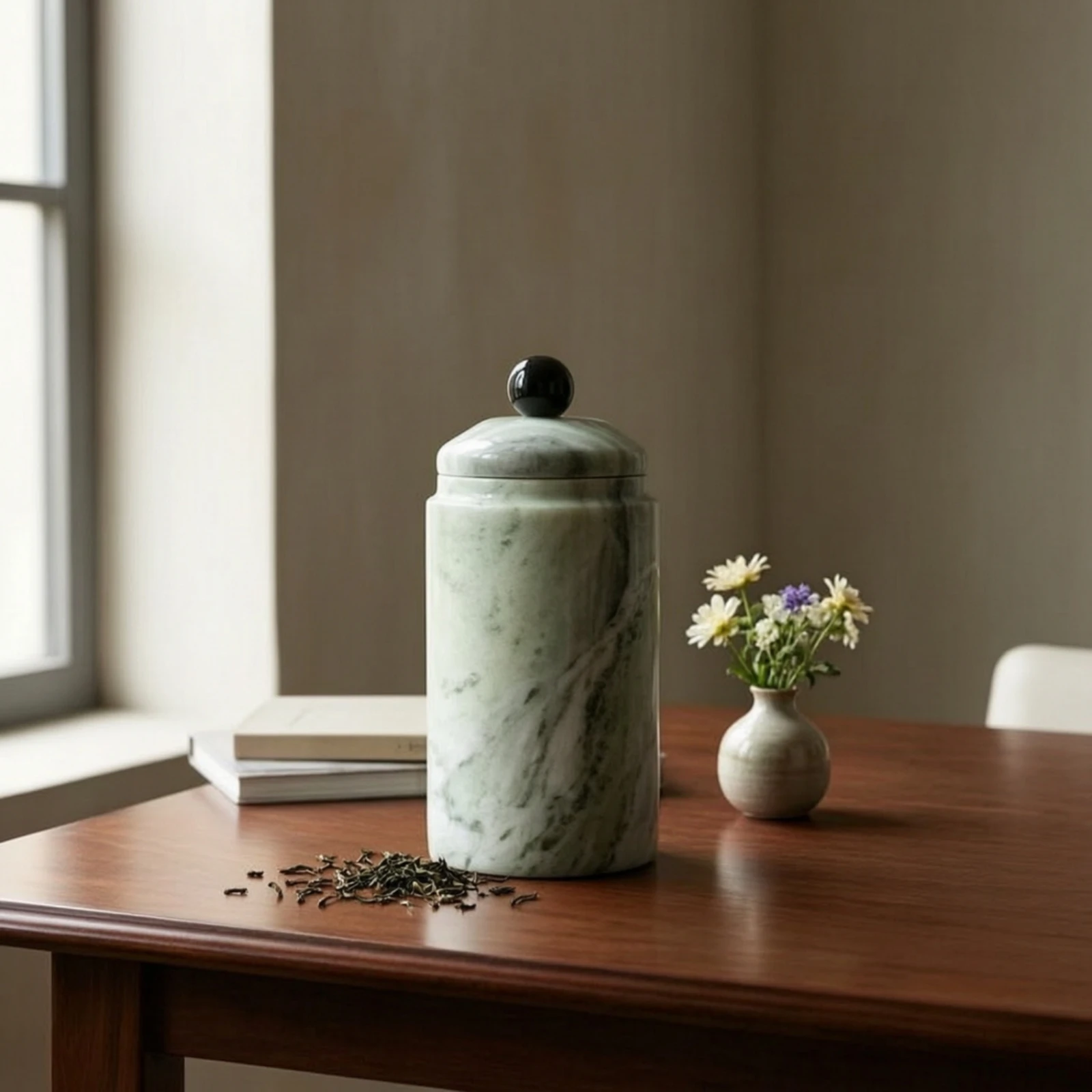 Marble Jar with Lid Polished Marble Canister with Lid Elegant Long-Lasting for Home Decor, Tabletop