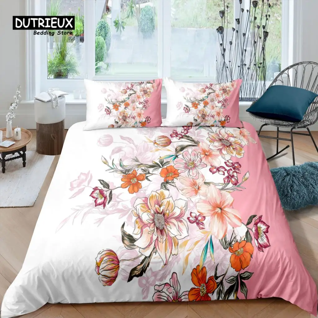 

Home Living Luxury 3D White Rose Print Bedding Set Flower Duvet Cover Pillowcase Queen and King EU/US/AU Size Polyester Bedding