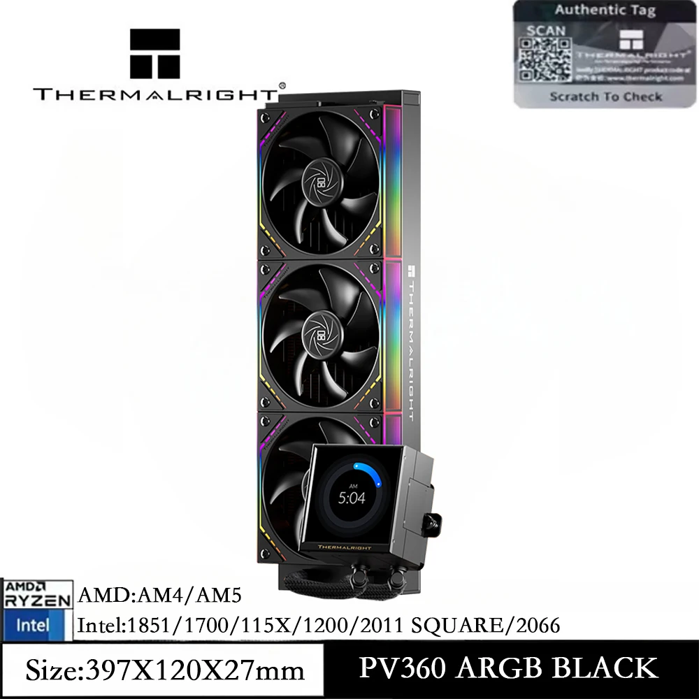 

Thermalright PEERLESS VISION 360 ARGB AIO CPU Water Cooler 360mm, DIY Setup/3.95-Inch Screen/Low Noise/LGA 1851/1700/AM5/AM4