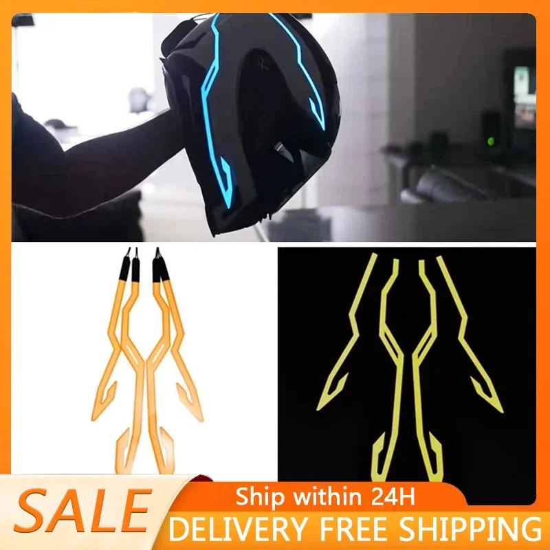 

Светодиодный холодный свет 4-в-1, наклейка на полоску для мотоциклетного велосипедного шлема, водонепроницаемые предупредительные огни, аксессуары для ночной езды на мотоцикле