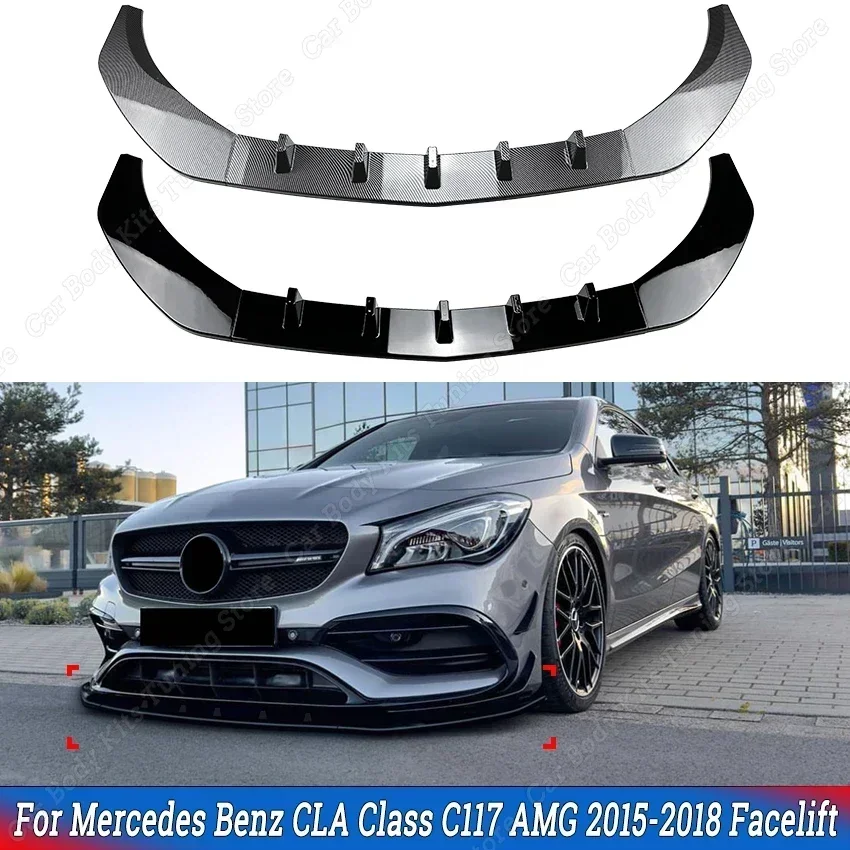 Car Front Bumper Lip Splitter For Mercedes Benz CLA Class C117 CLA200 CLA220 CLA250 CLA45 AMG 2015-2018 Facelift Accessories