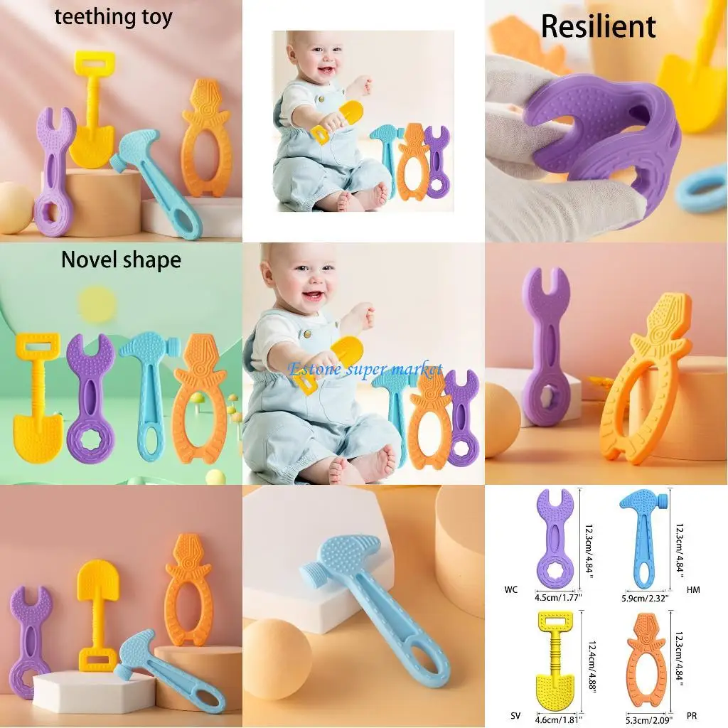 090B 발달 유아 치아 장난감 0-6-12개월 씹는 치아발육기 장난감 유아용 Gif