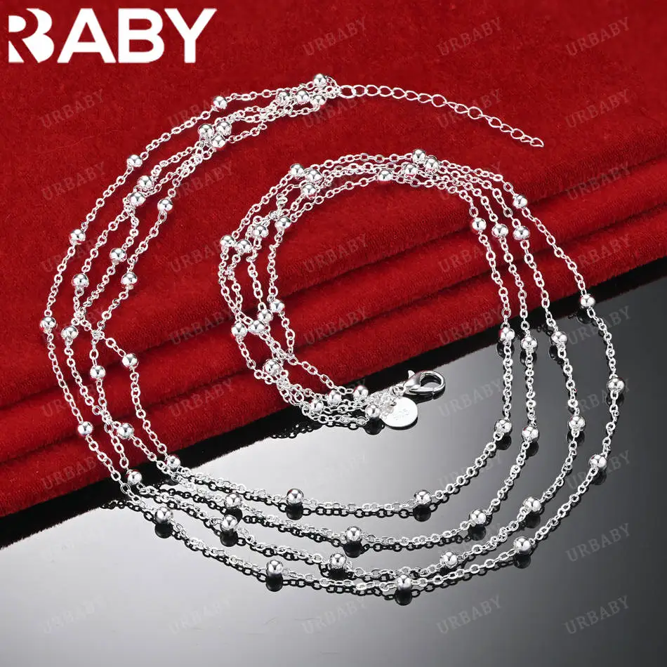 

URBABY 925 Sterling Silver 45cm Beads Necklace For Women Creativity Gifts Street All-match Party And Daily Wear